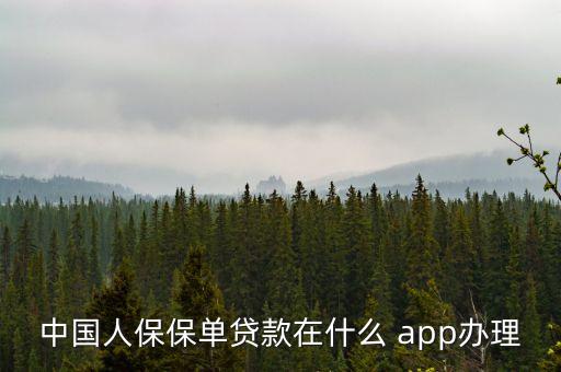 中國(guó)人保保單貸款在什么 app辦理