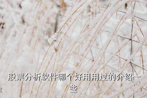  股票分析軟件哪個好用用過的介紹一些