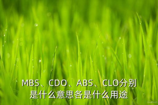 MBS、CDO、ABS、CLO分別是什么意思各是什么用途