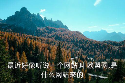 最近好像聽說一個(gè)網(wǎng)站叫 歐盟網(wǎng),是什么網(wǎng)站來(lái)的