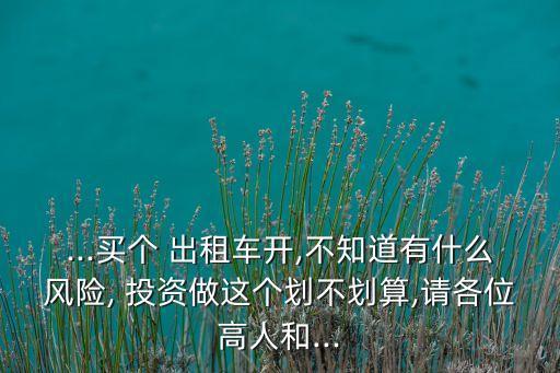...買個 出租車開,不知道有什么風(fēng)險, 投資做這個劃不劃算,請各位高人和...
