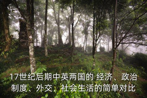17世紀(jì)后期中英兩國的 經(jīng)濟(jì)、政治制度、外交、社會生活的簡單對比