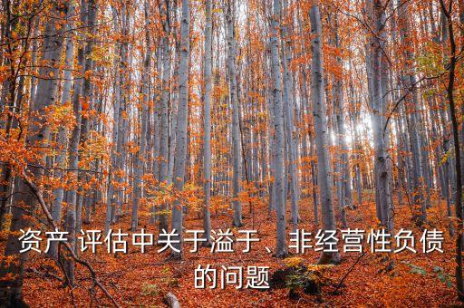 資產(chǎn) 評估中關(guān)于溢于、非經(jīng)營性負債的問題