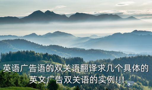 英語廣告語的雙關(guān)語翻譯求幾個(gè)具體的 英文廣告雙關(guān)語的實(shí)例!!!