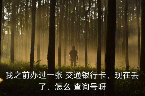 我之前辦過(guò)一張 交通銀行卡、現(xiàn)在丟了、怎么 查詢(xún)號(hào)呀