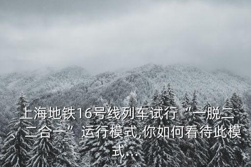  上海地鐵16號線列車試行“一脫二、二合一”運行模式,你如何看待此模式...
