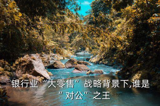  銀行業(yè)“大零售”戰(zhàn)略背景下,誰(shuí)是“ 對(duì)公”之王
