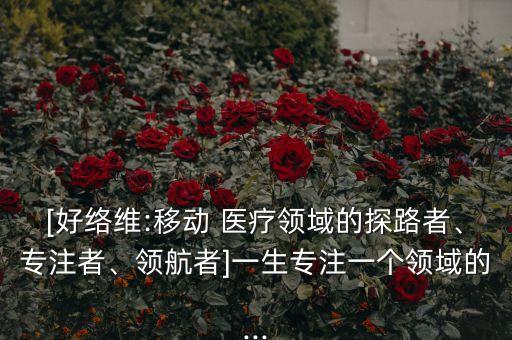 [好絡(luò)維:移動(dòng) 醫(yī)療領(lǐng)域的探路者、專注者、領(lǐng)航者]一生專注一個(gè)領(lǐng)域的...