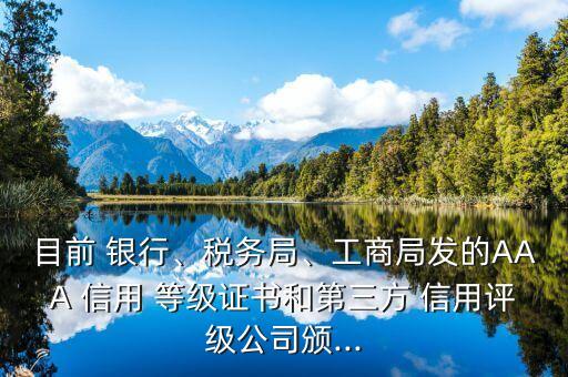 目前 銀行、稅務局、工商局發(fā)的AAA 信用 等級證書和第三方 信用評級公司頒...