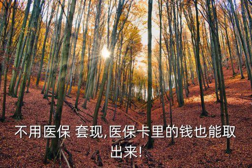不用醫(yī)保 套現(xiàn),醫(yī)?？ɡ锏腻X(qián)也能取出來(lái)!