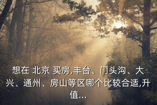 想在 北京 買房,豐臺、門頭溝、大興、通州、房山等區(qū)哪個比較合適,升值...
