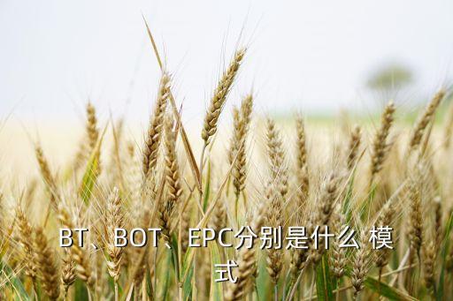 BT、BOT、EPC分別是什么 模式