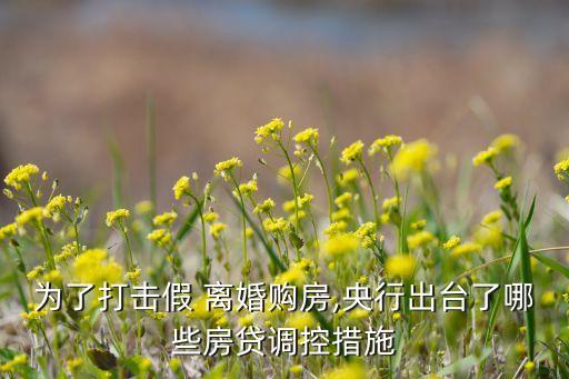 為了打擊假 離婚購房,央行出臺了哪些房貸調(diào)控措施