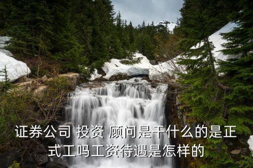 證券公司 投資 顧問(wèn)是干什么的是正式工嗎工資待遇是怎樣的