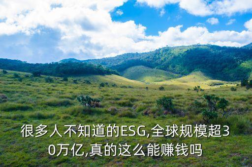 很多人不知道的ESG,全球規(guī)模超30萬(wàn)億,真的這么能賺錢嗎