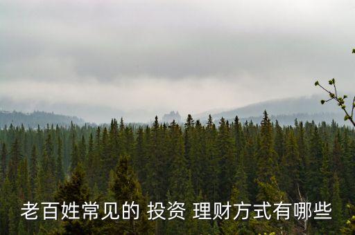 老百姓常見的 投資 理財(cái)方式有哪些