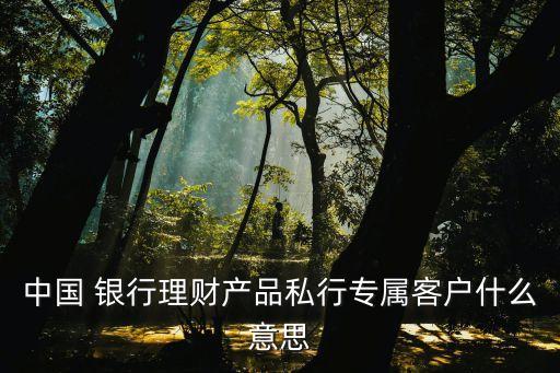 中國 銀行理財產品私行專屬客戶什么意思