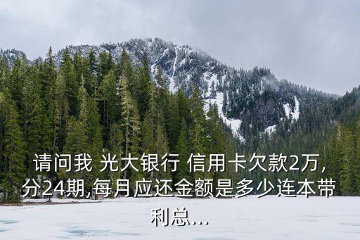 請問我 光大銀行 信用卡欠款2萬,分24期,每月應還金額是多少連本帶利總...