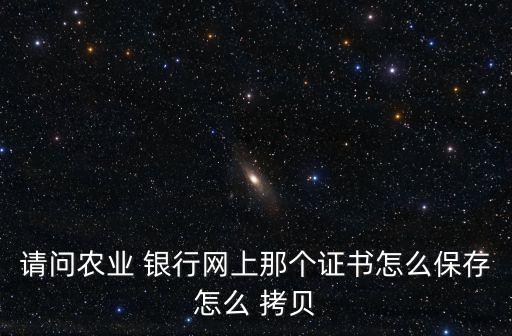 請(qǐng)問農(nóng)業(yè) 銀行網(wǎng)上那個(gè)證書怎么保存怎么 拷貝