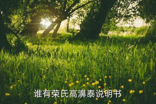 誰(shuí)有榮氏高濞泰說明書