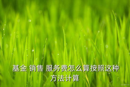  基金 銷(xiāo)售 服務(wù)費(fèi)怎么算按照這種方法計(jì)算