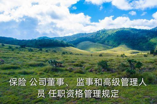 保險(xiǎn) 公司董事、 監(jiān)事和高級(jí)管理人員 任職資格管理規(guī)定