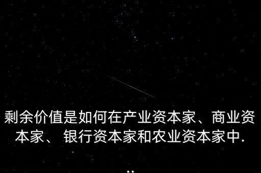 剩余價(jià)值是如何在產(chǎn)業(yè)資本家、商業(yè)資本家、 銀行資本家和農(nóng)業(yè)資本家中...