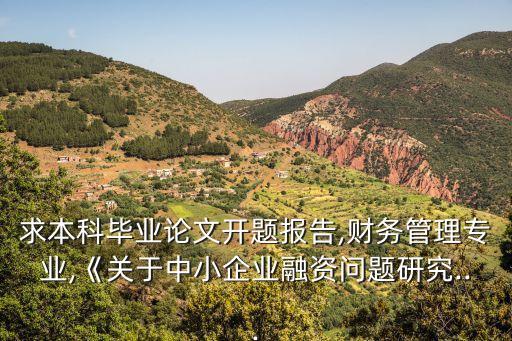 求本科畢業(yè)論文開題報告,財務管理專業(yè),《關于中小企業(yè)融資問題研究...