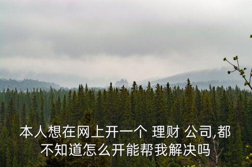 本人想在網(wǎng)上開一個 理財(cái) 公司,都不知道怎么開能幫我解決嗎