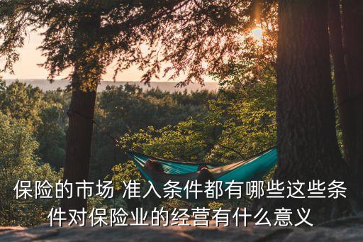 保險的市場 準入條件都有哪些這些條件對保險業(yè)的經(jīng)營有什么意義