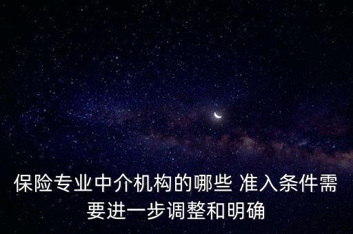 保險專業(yè)中介機構(gòu)的哪些 準入條件需要進一步調(diào)整和明確