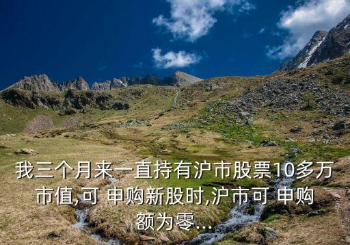 我三個(gè)月來一直持有滬市股票10多萬市值,可 申購新股時(shí),滬市可 申購額為零...
