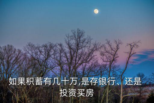 如果積蓄有幾十萬,是存銀行、還是 投資買房